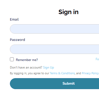 KalTrack Step 2 - Sign In